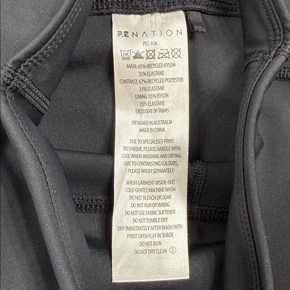 P.E. NATION Black Leggings Cream Blue Accents Size Small - Picture 10 of 10